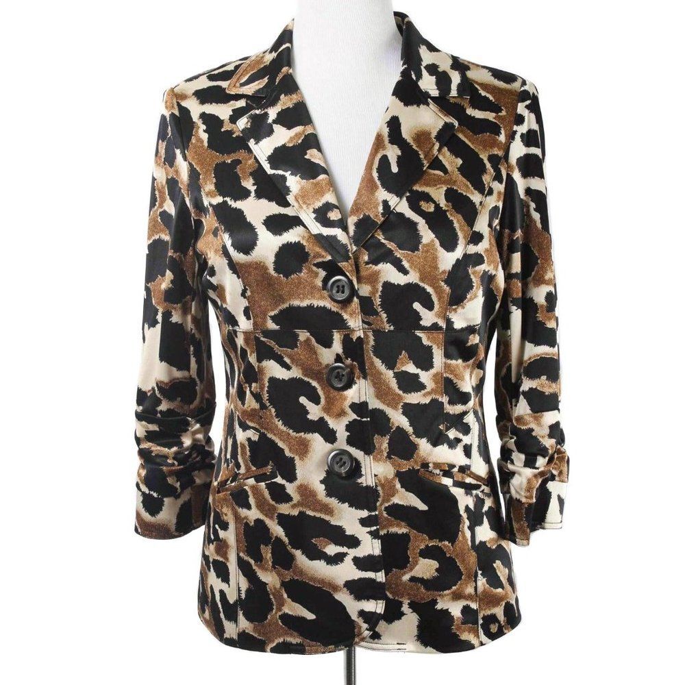 Peck & Peck Collection Leopard Print Satin 3 Butt… - image 1